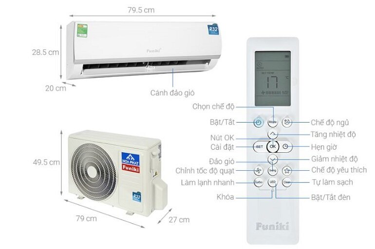 Điều hòa Funiki 12000 BTU 1 chiều HSC 12TMU gas R32
