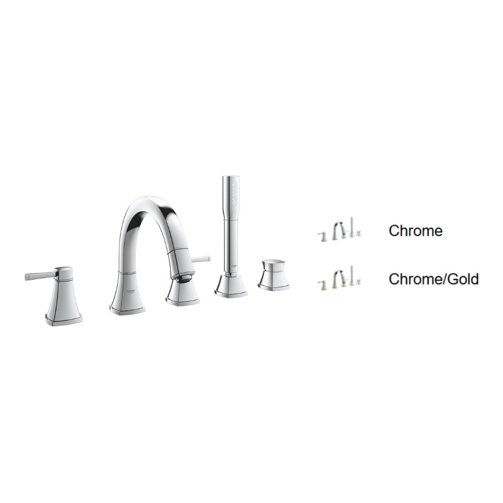 Vòi bồn tắm 5 lỗ nóng lạnh kèm tay sen Grandera GROHE 19919000 và các phiên bản mạ màu cực kì sang trọng
