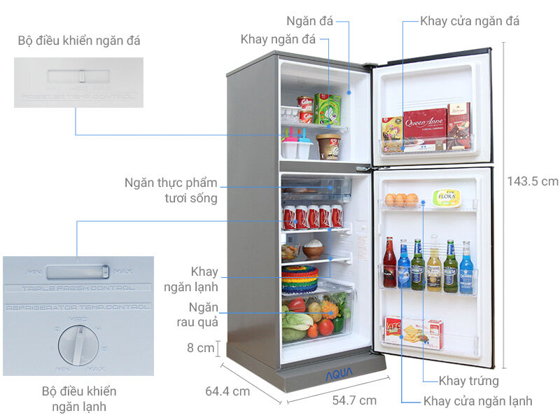 Tủ lạnh Aqua 204 lít AQR-I226BN Tủ lạnh Aqua 204 lít AQR-I226BN
