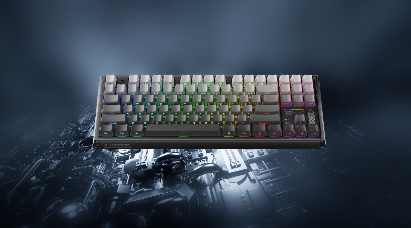 Bàn phím Machenike K600E-B87W Tri-mode RGB GR Silver Switch 3