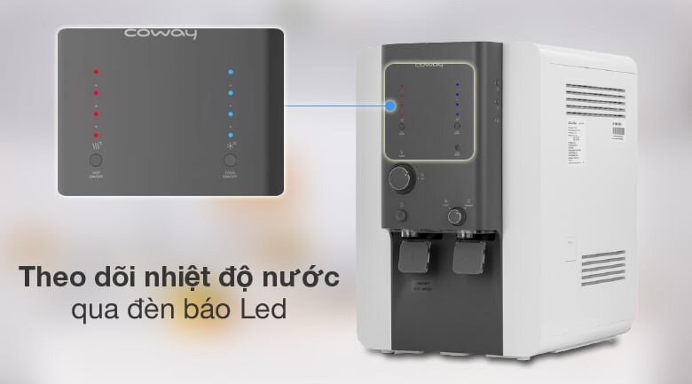 Máy lọc nước Coway CHP-18AR có đèn LED hiển thị mức nhiệt độ của nước