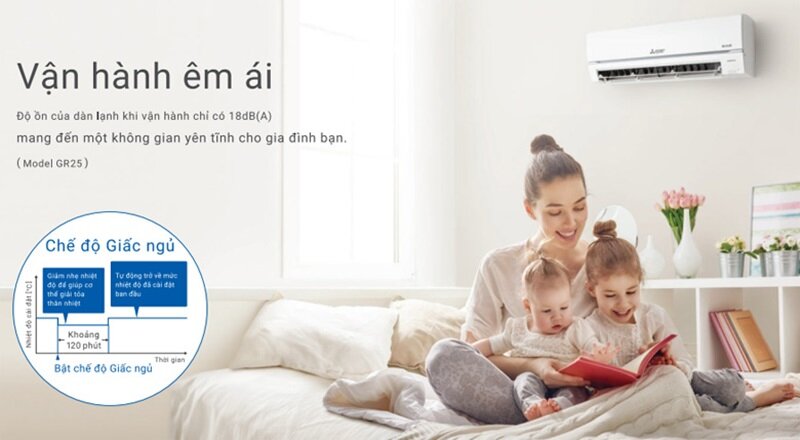 Điều Hòa Mitsubishi Electric 9000 BTU 2 chiều MSZ/MUY-HT25VF vận hành êm ái