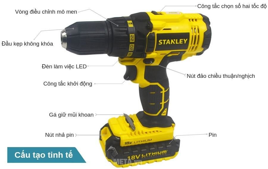 Máy khoan pin Stanley SCD 20C2 12mm - 18V