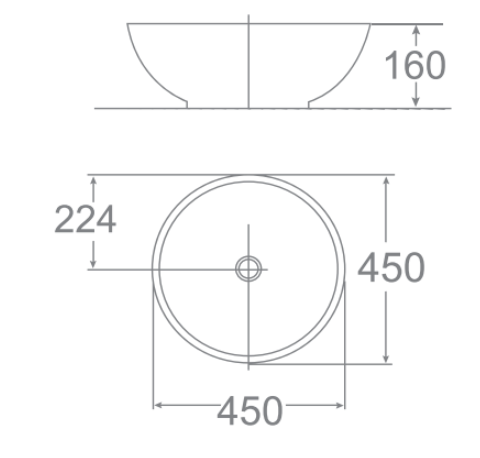 Bản vẽ kỹ thuật chậu rửa mặt Lavabo đặt bàn AMERICAN STANDARD 0500-WT