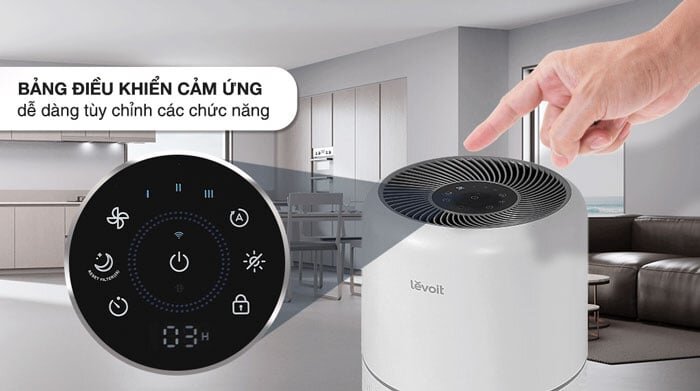 Bảng điều khiển của máy lọc không khí Levoit Core 300 có thiết kế trực quan