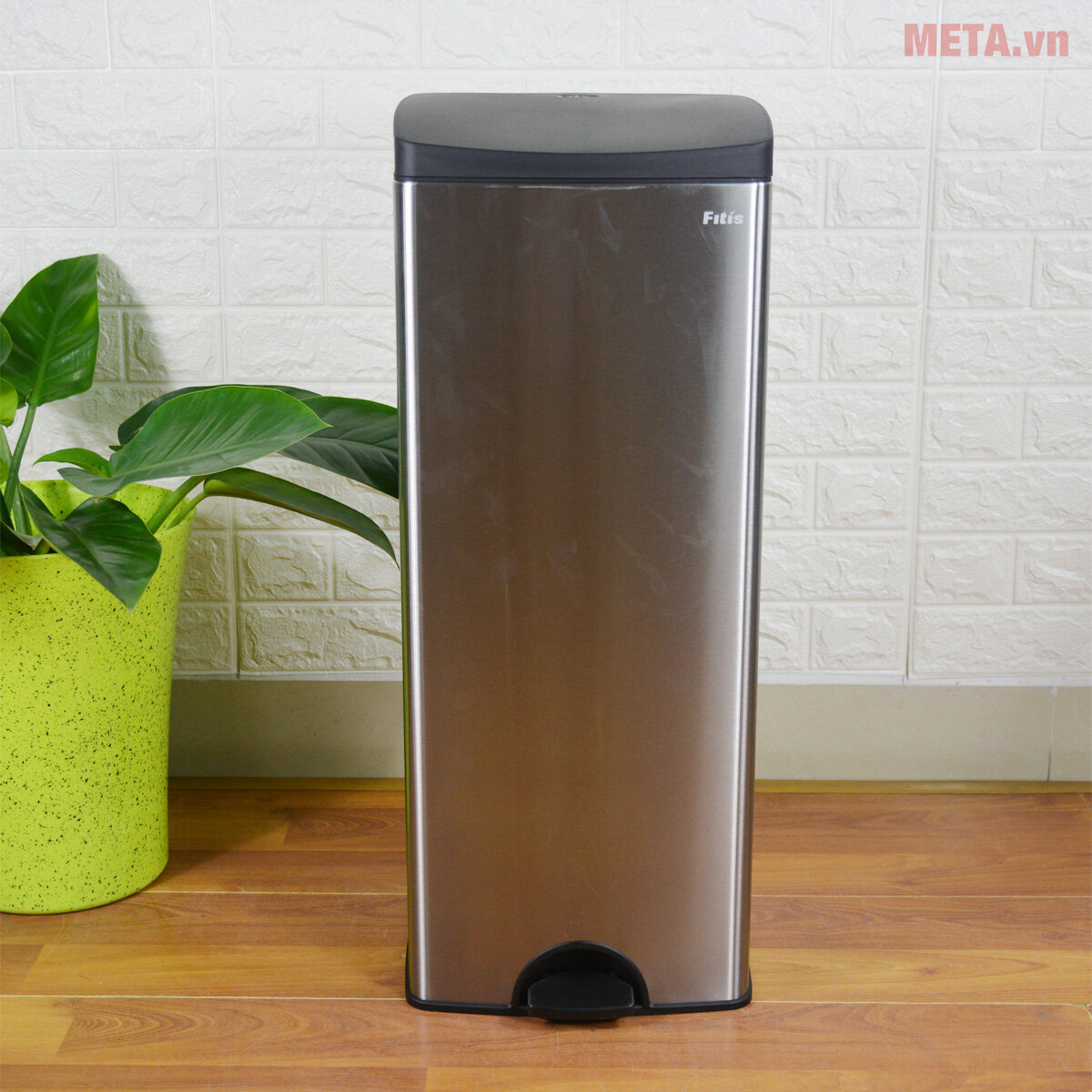 Thùng rác inox đạp vuông lớn Fitis SPL1-901 - 22L (bạc)