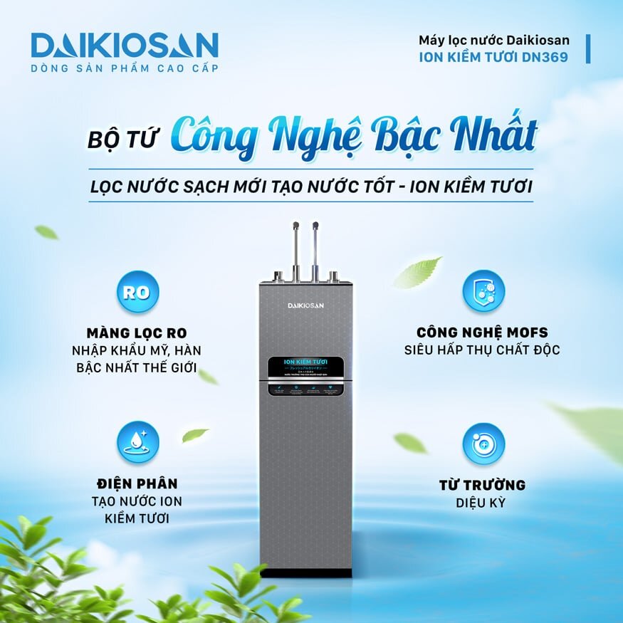 Máy lọc nước ion kiềm tươi từ trường Daikiosan DN36