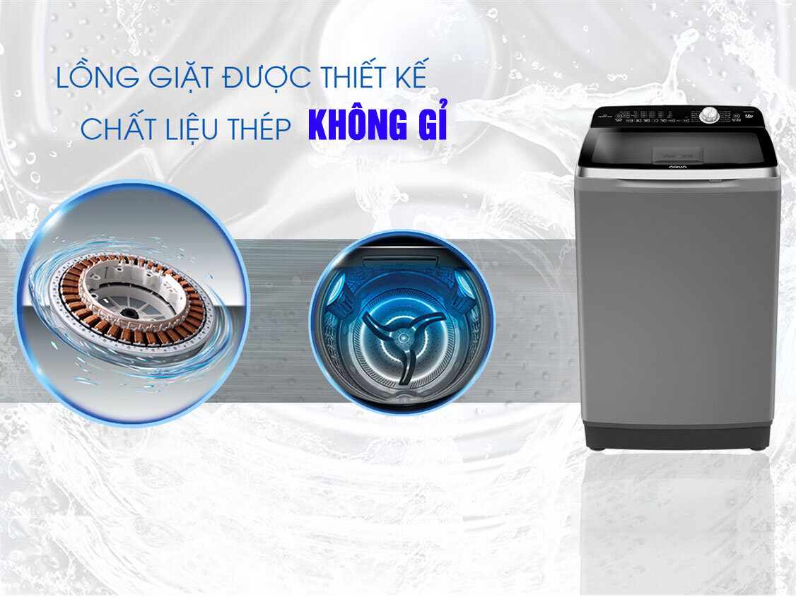 Lồng giặt được làm bằng thép không gỉ Lồng giặt được làm bằng thép không gỉ