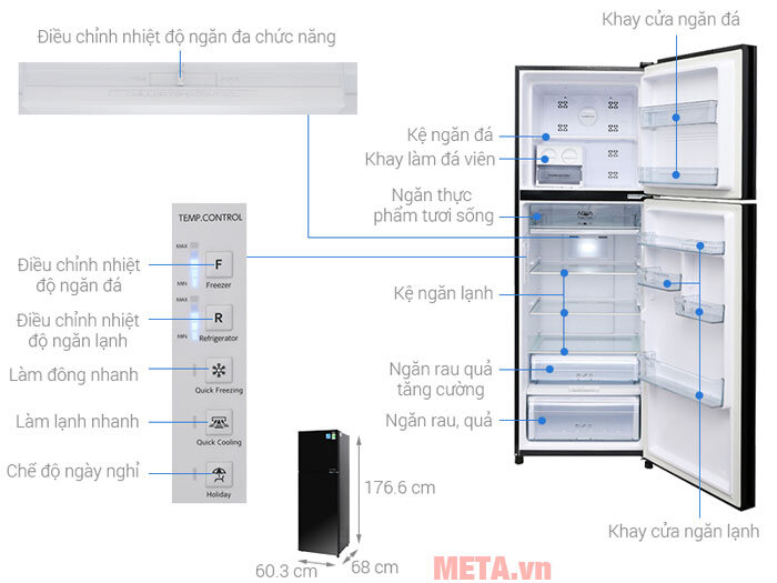 Tủ Lạnh Inverter Aqua AQR-IG386DN 373 lít