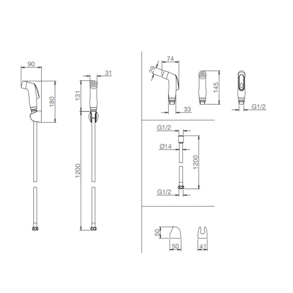 Bản vẽ kỹ thuật vòi xịt vệ sinh Viglacera VG826