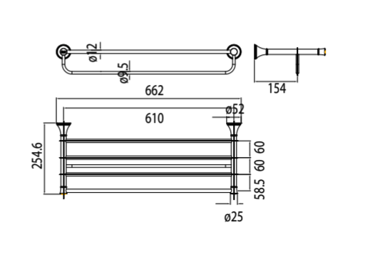 Bản vẽ kỹ thuật kệ treo khăn WF-0295 American Standard Heritage