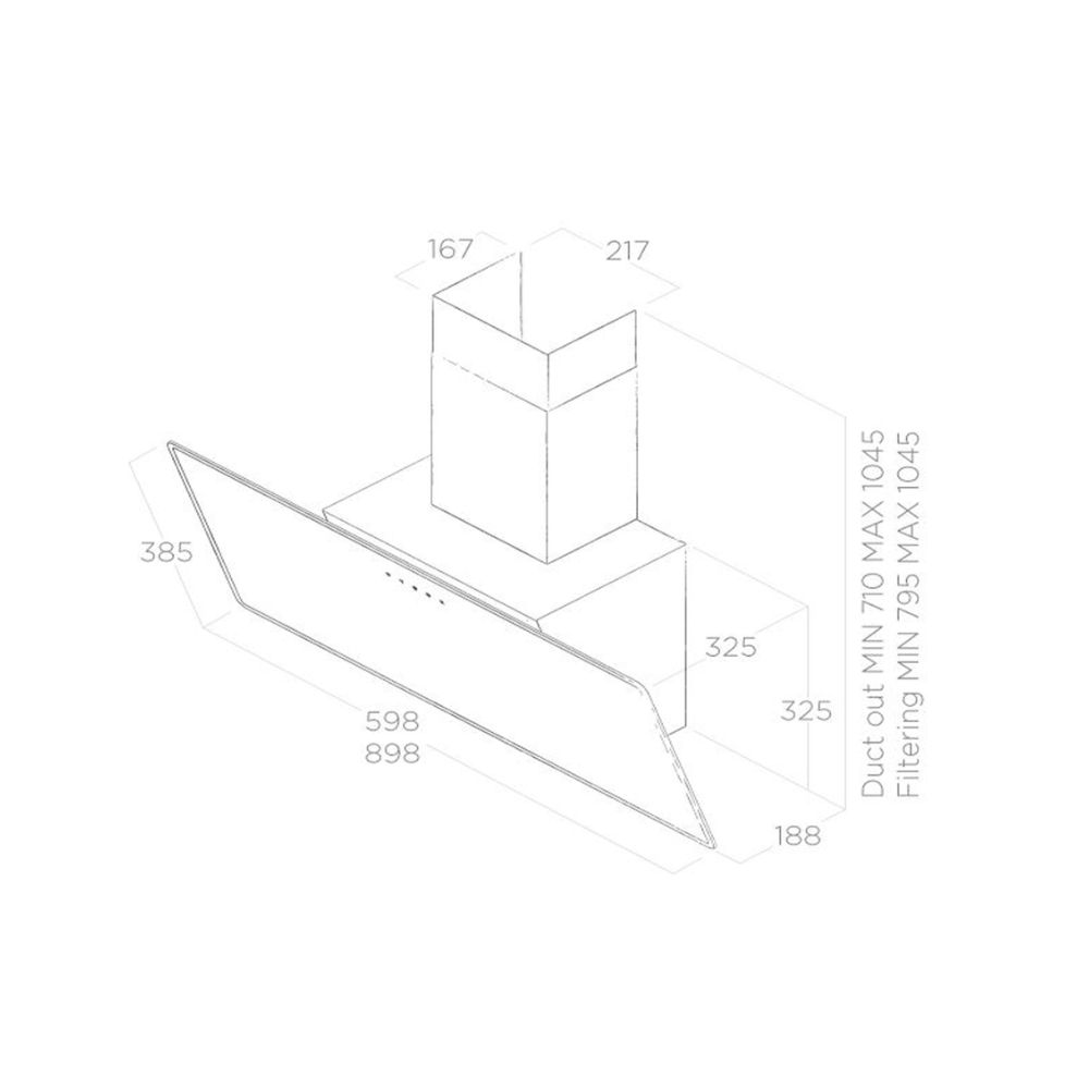 Bản vẽ kỹ thuật máy hút mùi ELICA SHIRE BL/A/90 áp tường