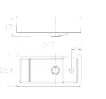 Bản vẽ kỹ thuật chậu rửa mặt lavabo đặt bàn Side AMERICAN STANDARD WP-F667