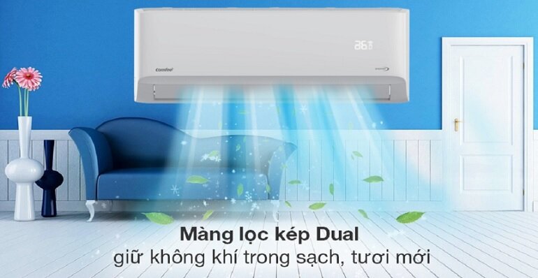 Điều hòa Comfee CFS-18VWGF-V được trang bị công nghệ Inverter và chế độ Eco tiết kiệm điện hiệu quả