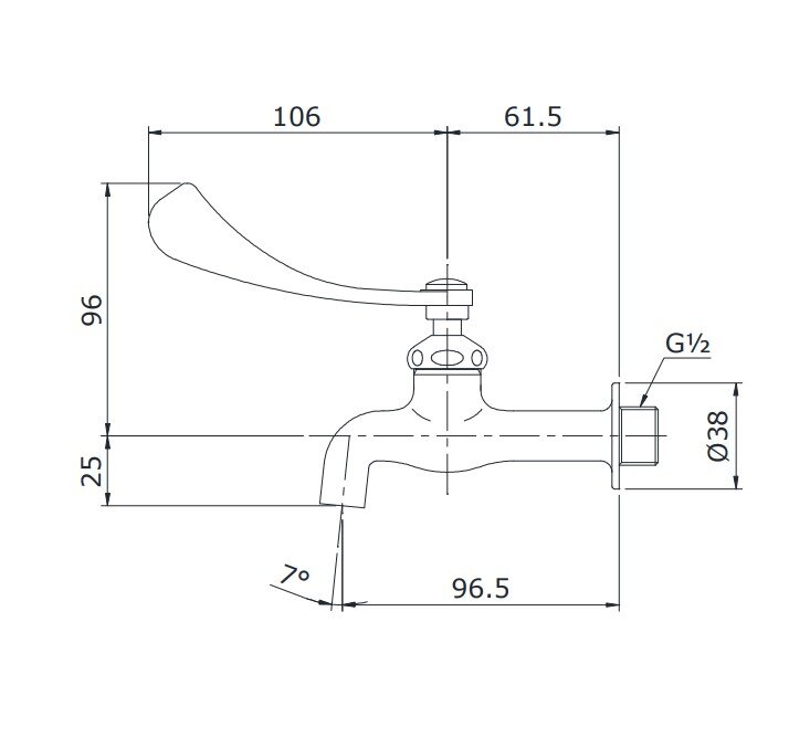 Bản vẽ vòi nước TOTO T23BQ 13N