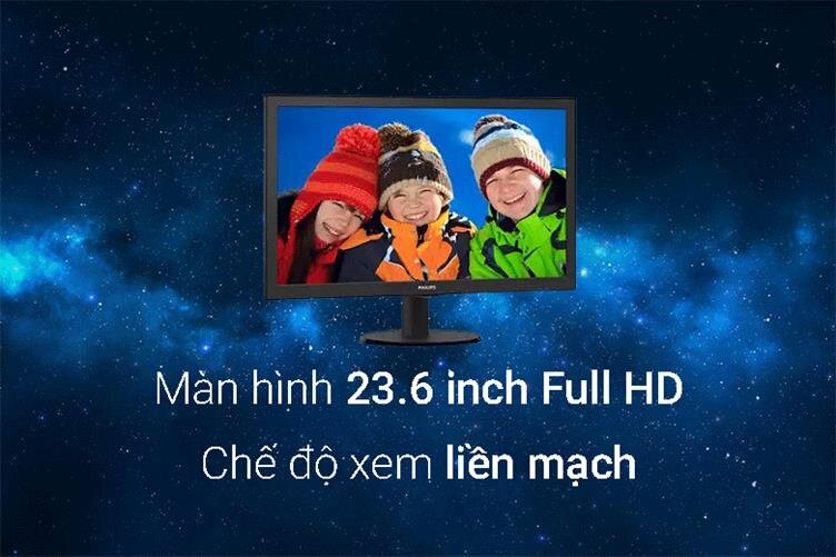 Màn hình PHILIPS 243V5QHSBA/74 23.6 inch Full HD, chế độ xem liền mạch