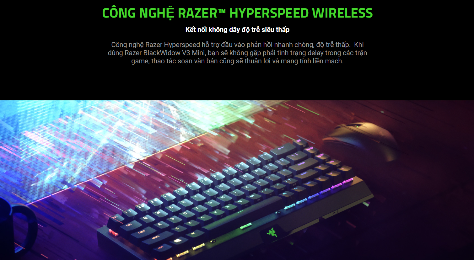 Bàn phím cơ không dây Razer Blackwidow V3 Mini Hyperspeed Phantom Pudding Green sw (RZ03-03892000-R3M1) 3