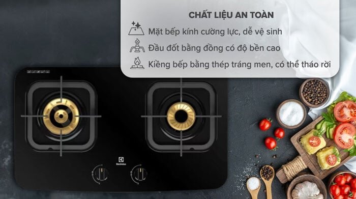bếp ga Electrolux ETG7266GKR có bề mặt làm từ kính cường lực cao cấp