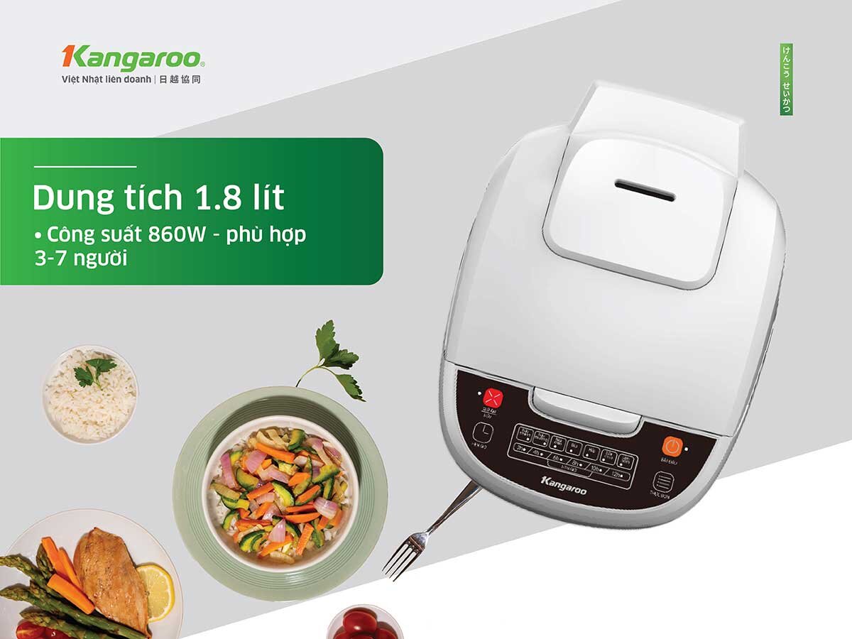 Nồi cơm điện tử Kangaroo KG18RCE2 có dung tích 1.8 lít