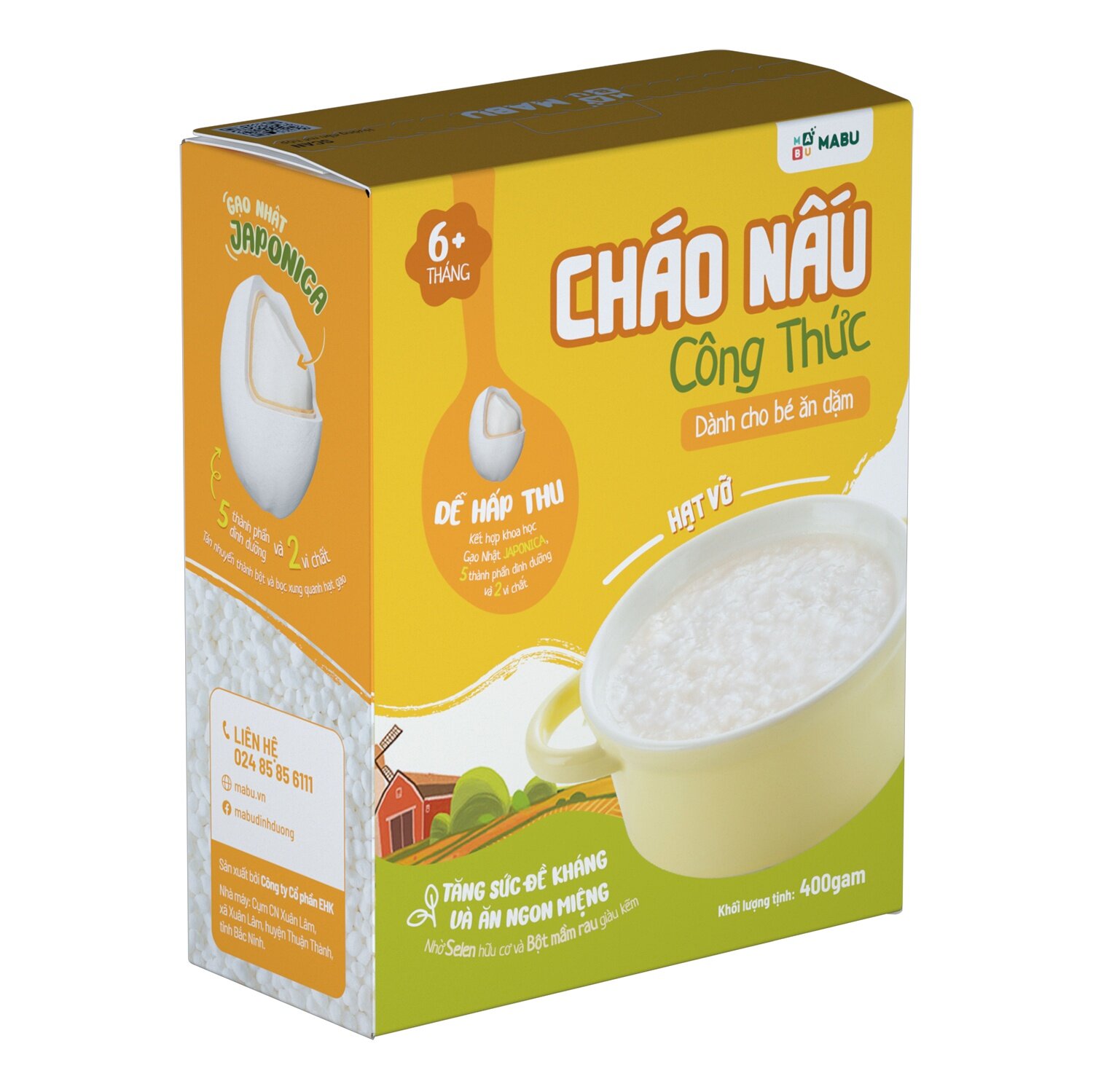 Cháo hạt vỡ ăn dặm Mabu 400g