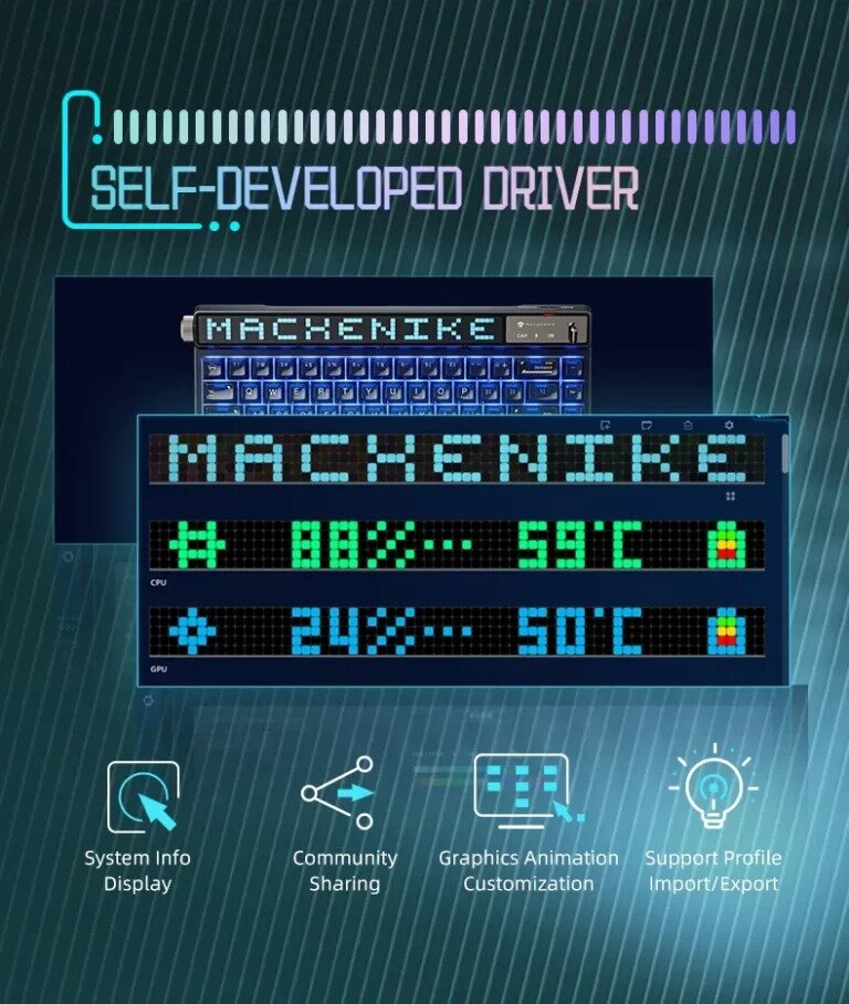 Bàn phím Machenike KT68 Pro Black North Pole Brown Switch (Màu Đen) 1