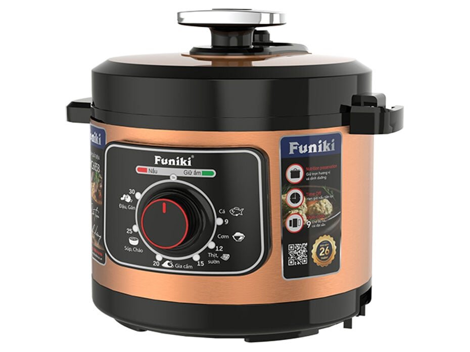 Nồi áp suất điện Funiki có màu nâu đồng Nồi áp suất điện Funiki