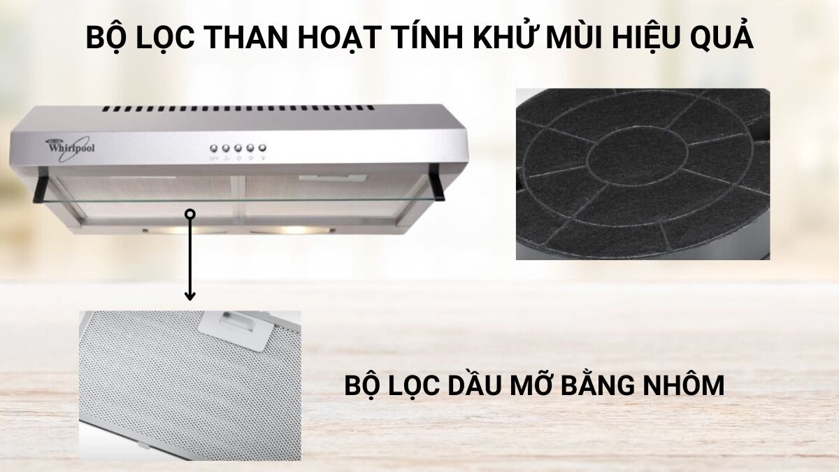 Whirlpool AKR621IXV trang bị bộ lọc than hoạt tính khử mùi hiệu quả