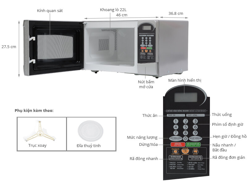 Lò vi sóng Sharp R-24A1(S)VN, 22 lít Lò vi sóng Sharp R-24A1(S)VN, 22 lít