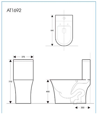 Bản vẽ kỹ thuật của bàn cầu ATMOR AT1692