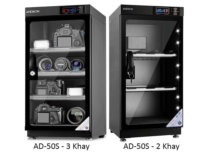 Tủ chống ẩm Andbon AD-50S có khoang chứa rộng với hệ thống 2 khay hoặc 3 khay