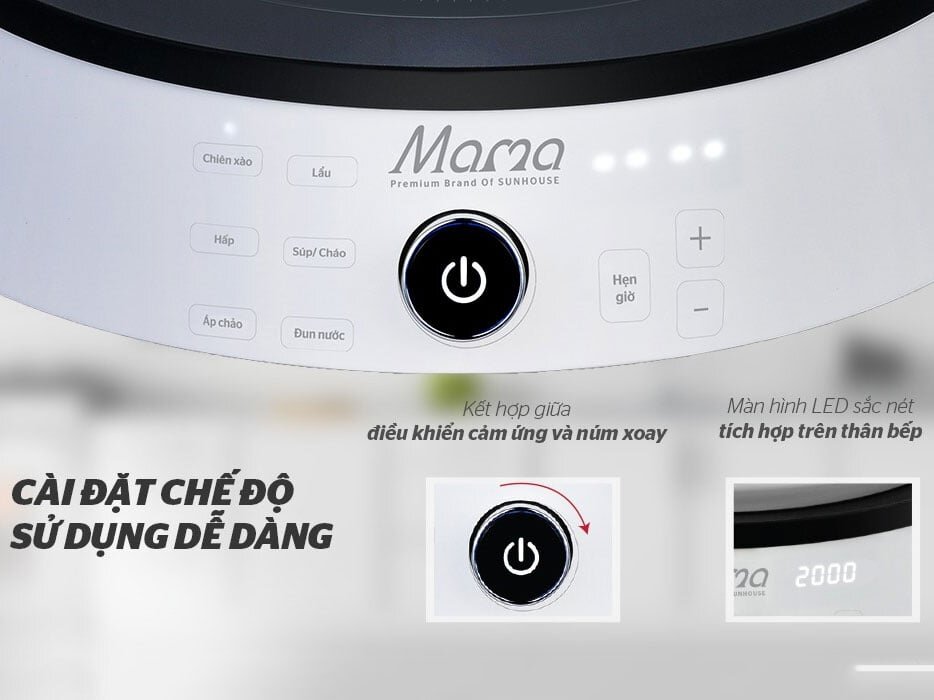 Bếp điện từ cảm ứng Sunhouse MAMA SHD6875 có bảng điều khiển cảm ứng hiện đại