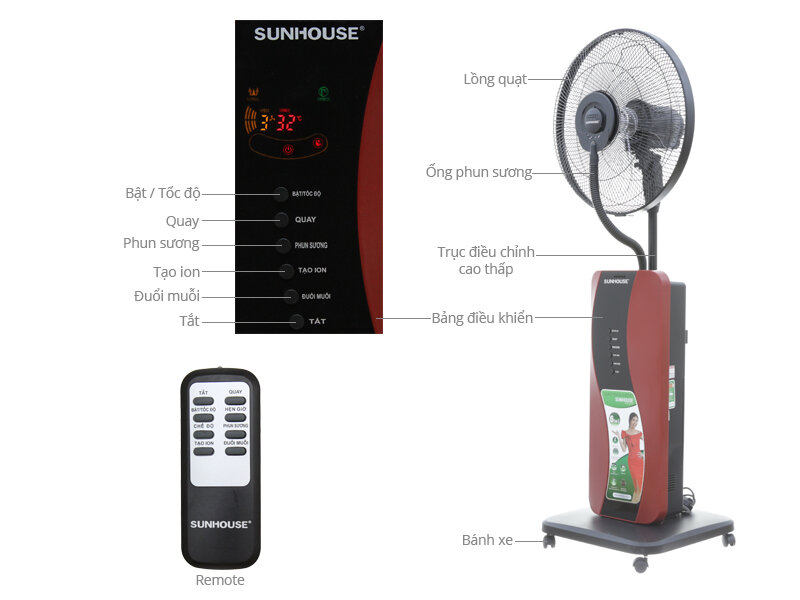 Quạt phun sương Sunhouse SHD7822 Quạt phun sương Sunhouse SHD7822