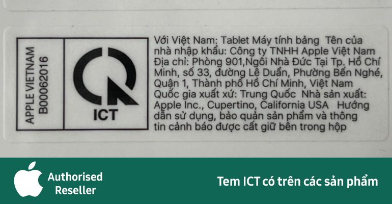 Tem ICT sản phẩm Apple.