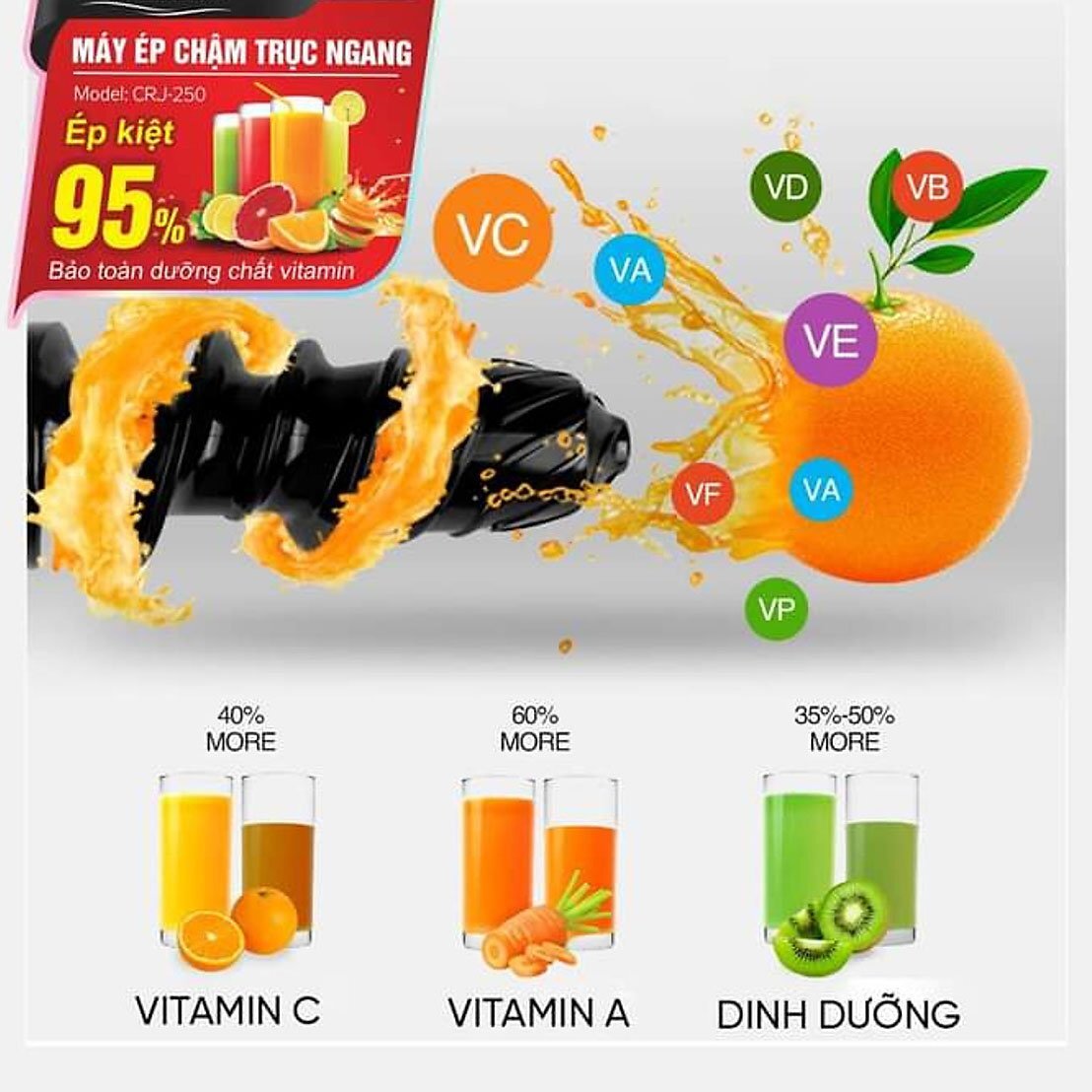 Nước ép bảo toàn dưỡng chất nhờ công nghệ ép chậm Nước ép bảo toàn dưỡng chất nhờ công nghệ ép chậm