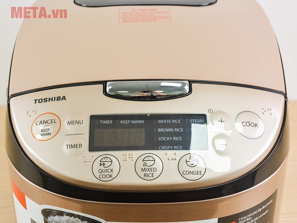 Nồi cơm Toshiba RC-18DR3PV(G) được trang bị bảng điều khiển điện tử có màn hình hiển thị