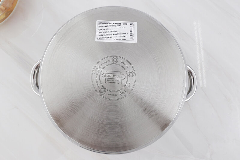 Bộ 2 nồi inox 3 đáy nắp inox Sunhouse SH332 Bộ 2 nồi inox 3 đáy nắp inox Sunhouse SH332