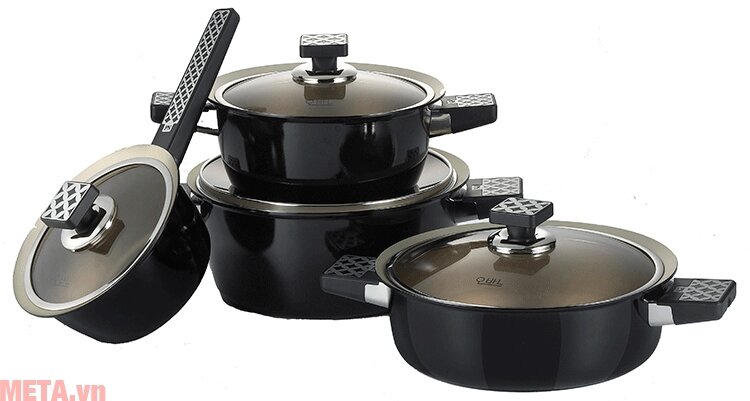 Bộ 4 nồi Ceramic PoongNyun OVCPT (8 món - màu đen) Bộ 4 nồi Ceramic PoongNyun OVCPT (8 món - màu đen)