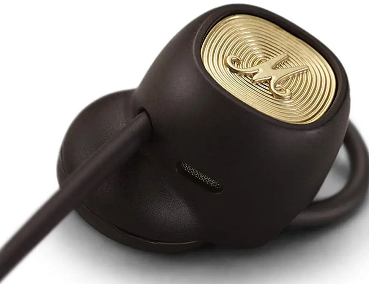 Logo Marshall mạ vàng của Tai nghe Minor II Bluetooth