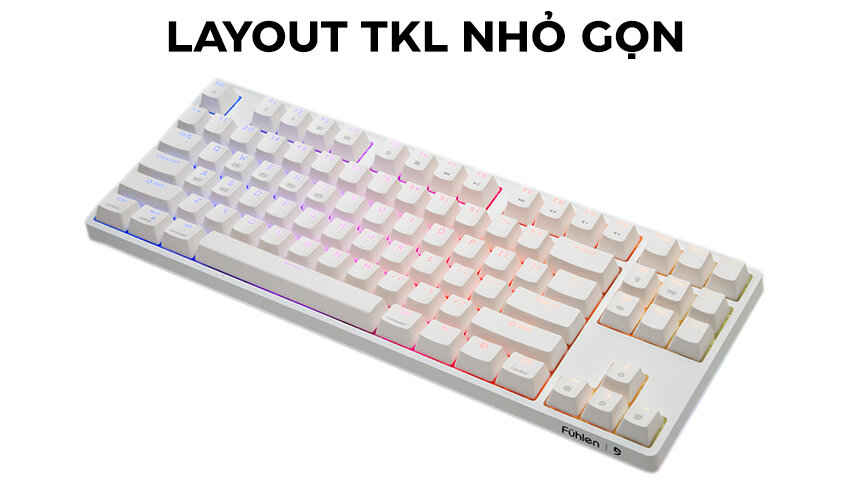 Bàn phím cơ không dây Fuhlen T87S RGB trắng Red sw (USBC/Bluetooth/3 Modes)