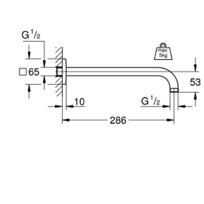 Bản vẽ kỹ thuật thanh nối bát sen GROHE 27488000