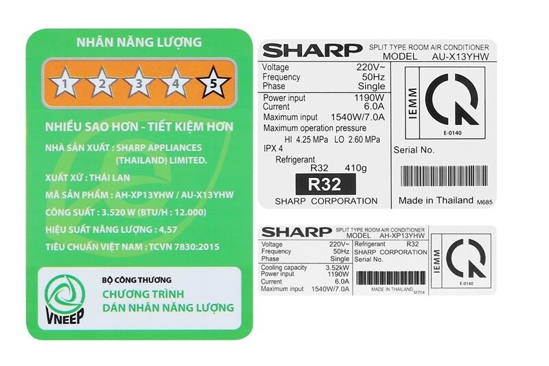 Điều Hòa Sharp 12000 BTU 1 Chiều Inverter AH-XP13YHW tiết kiệm điện