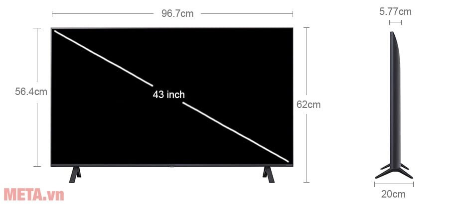 Kích thước Smart Tivi NanoCell LG 4K 43 inch 43NANO81TSA