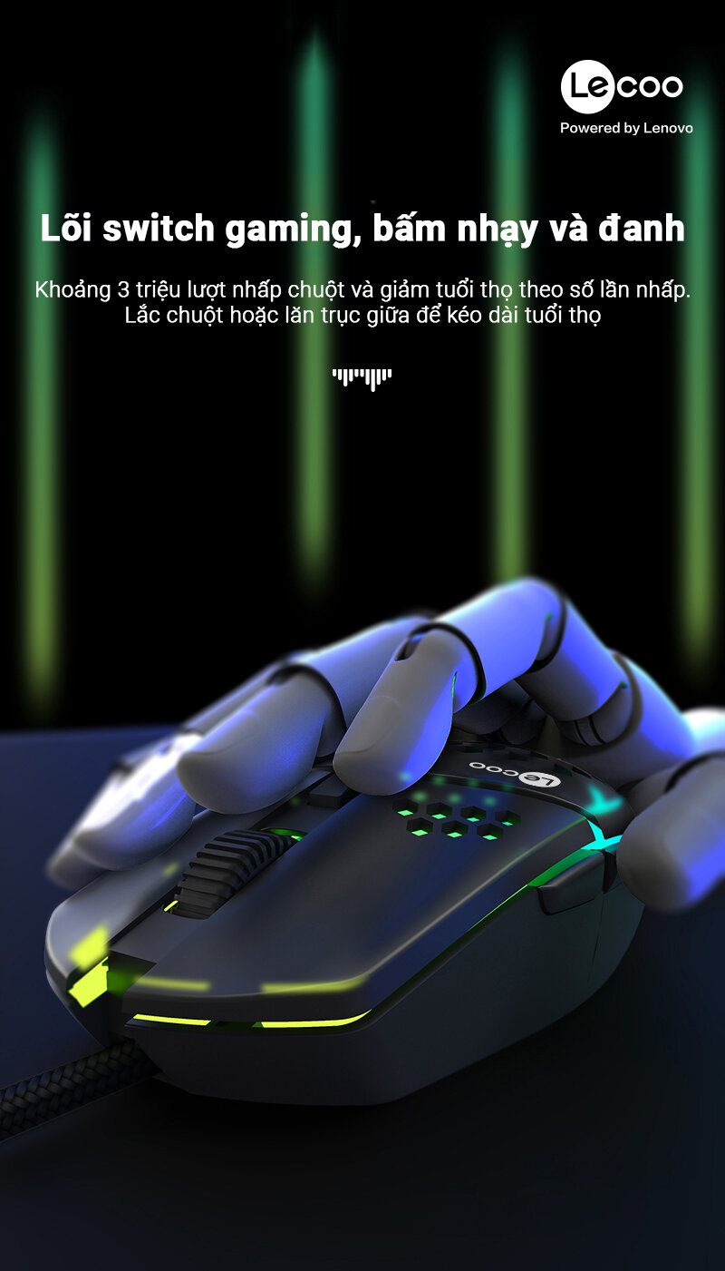 Chuột game Lecoo MS105 đen (USB)