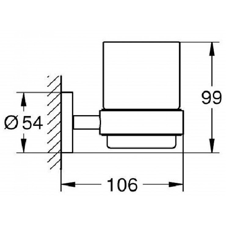 Bản vẽ kỹ thuật bộ giá và ly thủy tinh gắn tường Essentials GROHE 40447001