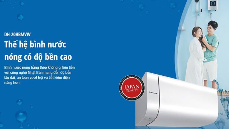Máy nước nóng Panasonic DH-20HBMVW với chất liệu thép không gỉ cao cấp