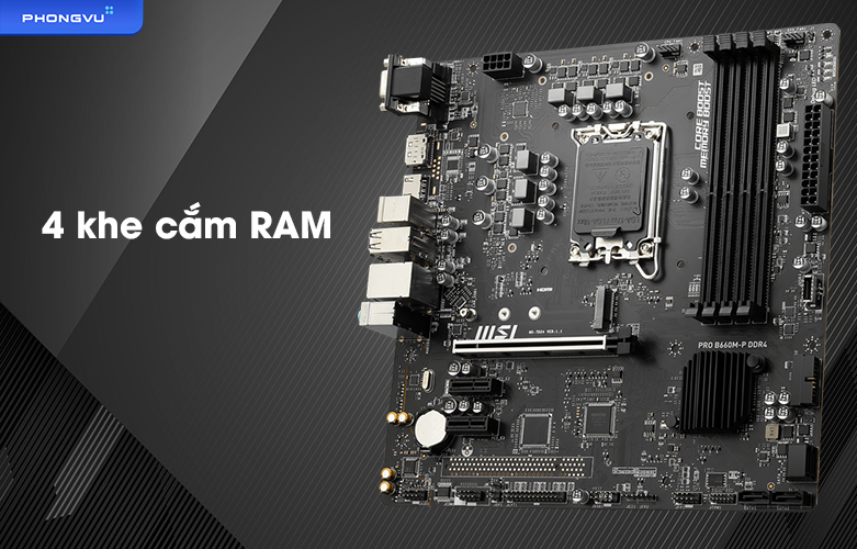 Mainboard MSI PRO B660M-P DDR4 | Khe cắm ram
