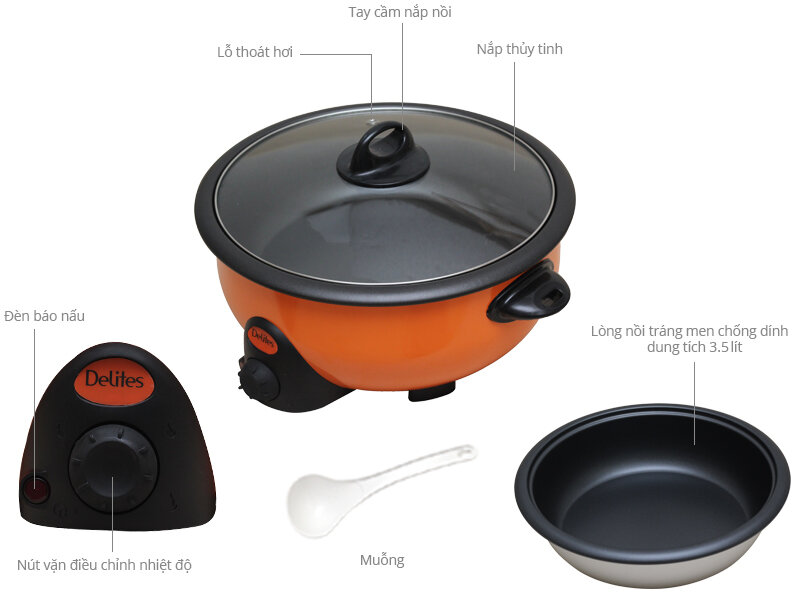Nồi lẩu điện Delites NL3001 3.5 lít