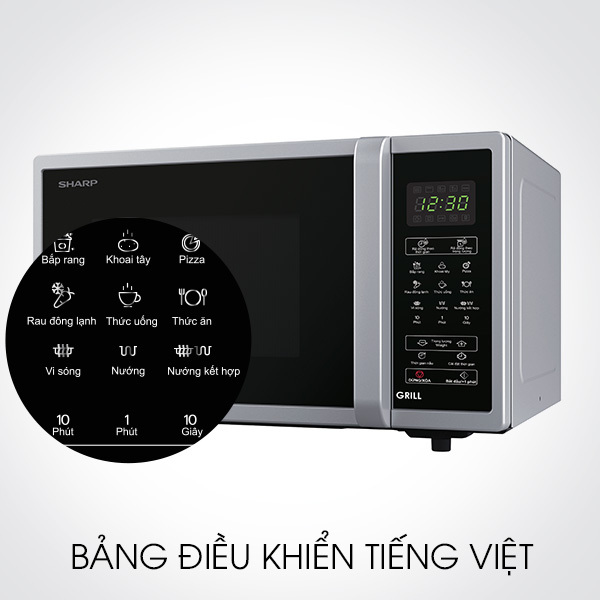 Lò vi sóng điện tử có nướng 23L Sharp R-G372VN-S Lò vi sóng điện tử có nướng 23L Sharp R-G372VN-S
