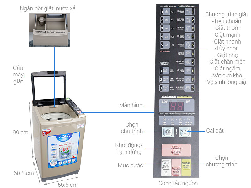 Máy giặt Aqua Inverter 9 kg AQW-D90AT N Máy giặt Aqua Inverter 9 kg AQW-D90AT N