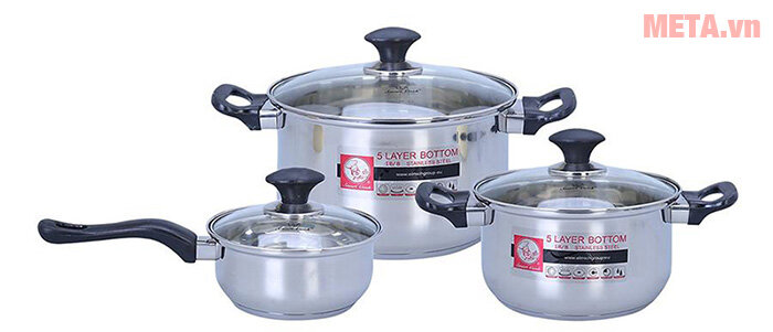Bộ nồi quánh inox Smart Cook SM1496 (Size 16,20,24cm)